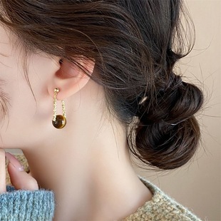 秋冬美拉德虎眼石流苏耳环复古气质轻奢前后戴耳钉耳饰