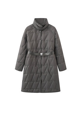 MM麦麦2025冬季新款深灰色90鸭绒中长款羽绒服外套女4GA282121