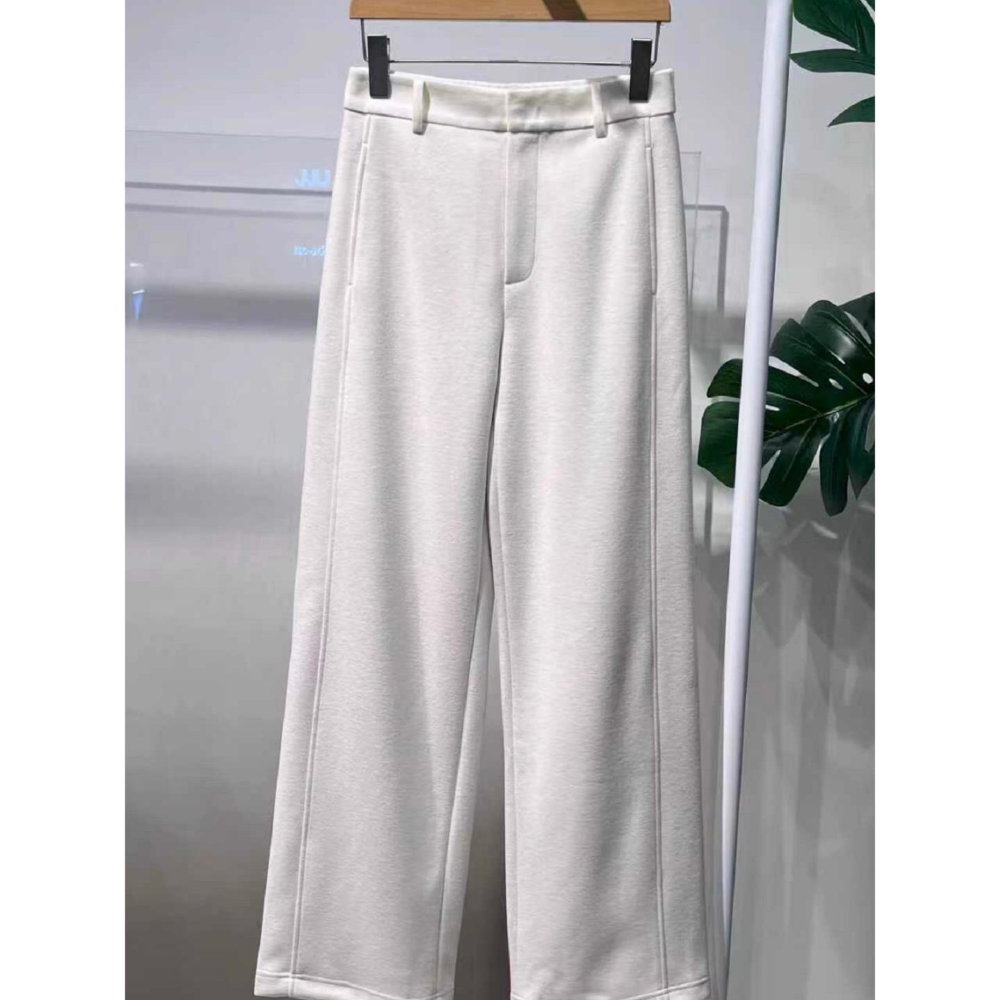 MM商场同款2025秋冬新品百搭通勤简约白色阔腿休闲裤女5GA352813