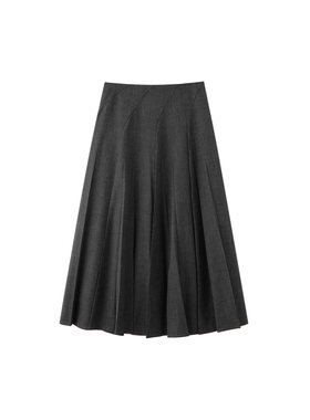 MM麦麦2025秋新品百搭黑色百褶中长款半身裙女百搭腰裙5FA141961