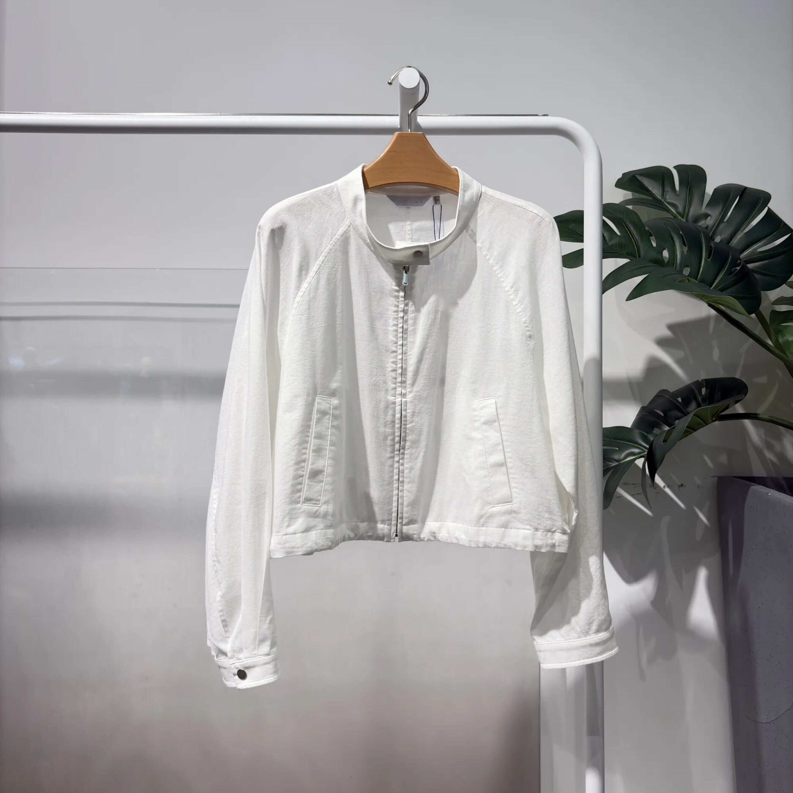 MM麦麦2026春季新款白色立领莱赛尔亚麻夹克外套女上衣4H4112631