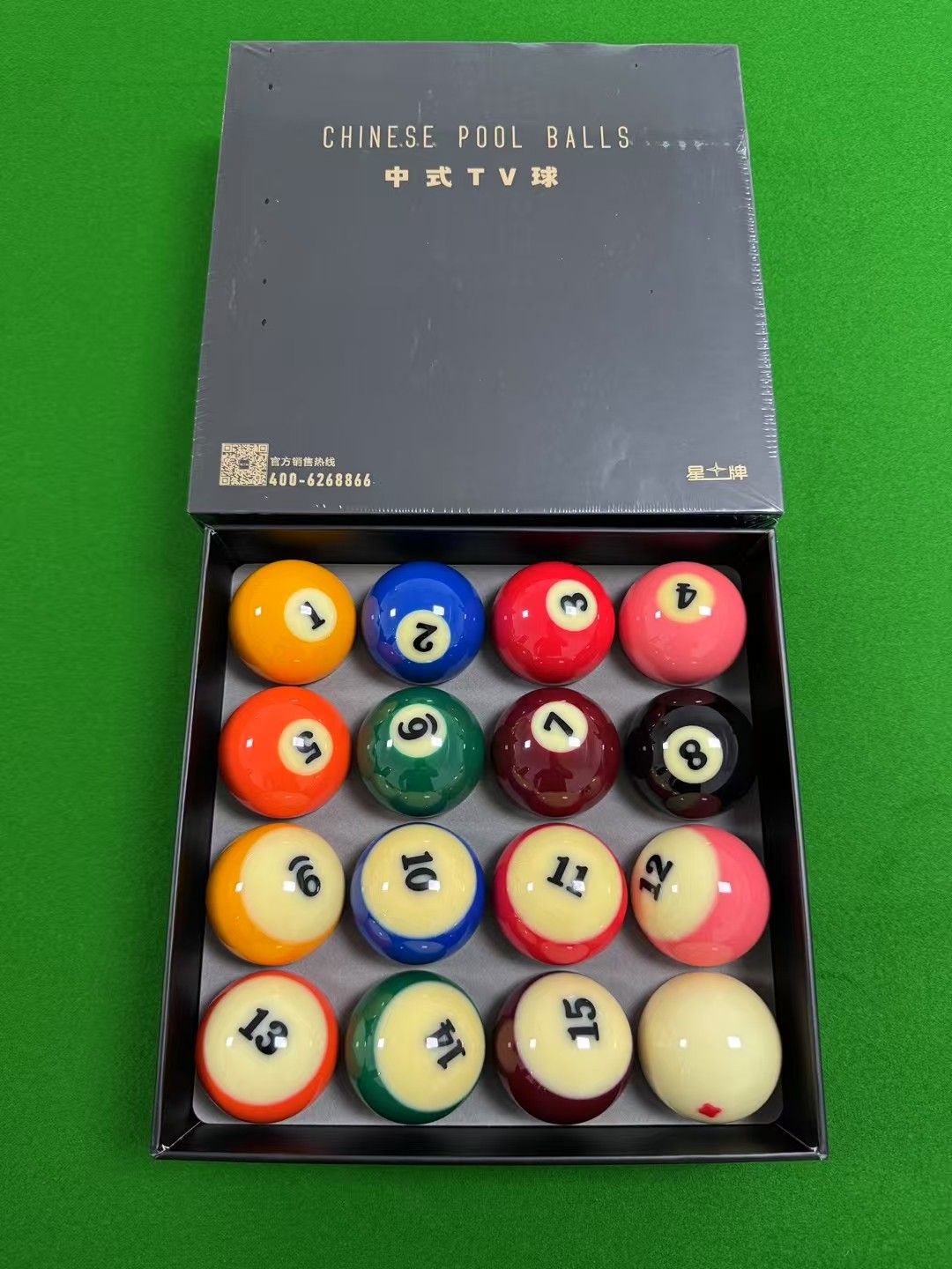 正品星牌中式TV台球子水晶球子美式十六彩桌球杆球子水晶球子