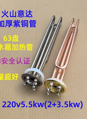63mm圆盘电热水器加热管家用洗澡热水器紫铜管发热棒220v5.5kw