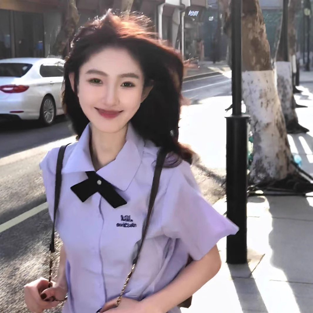 泰式校服套装学院风jk制服衬衫春秋泰国毕业班服上衣裙女短袖