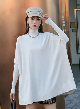 221050欧洲站高领毛衣女新款慵懒风纯色气质显瘦chic针织打底衫