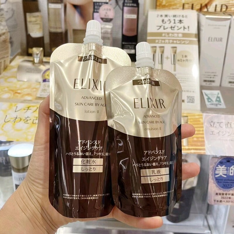 日本委托代买新品ELIXIR怡丽丝尔水玉感黑金紧致保湿化妆水乳替换