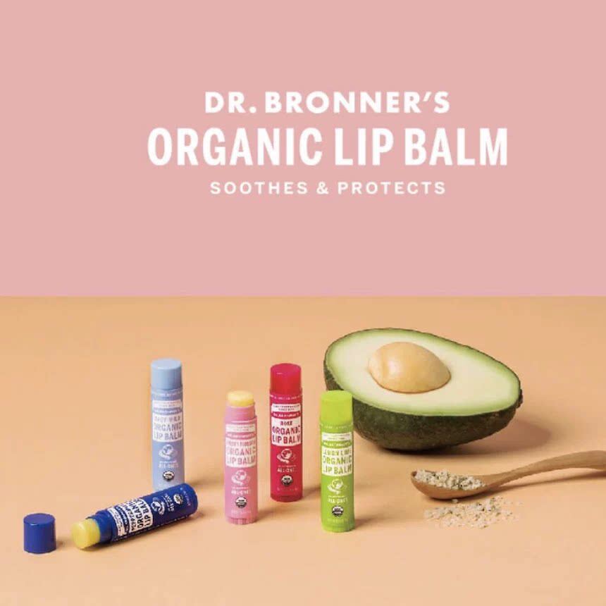 日本委托代买Dr.Bronner's润唇膏天然玫瑰护唇膏男女薄荷婴儿奶香
