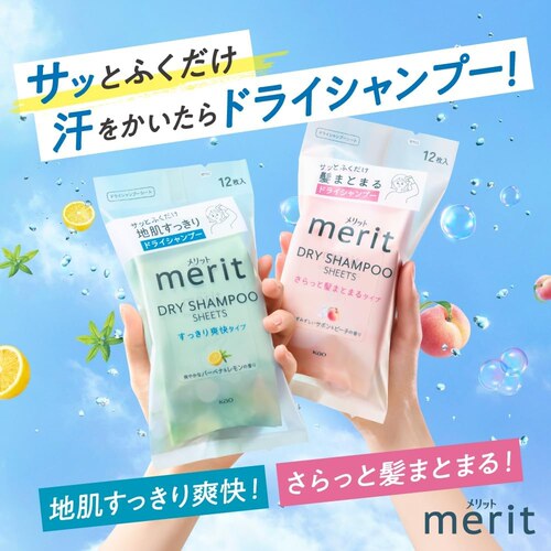 日本委托代买merit头发擦汗去污除汗味免洗干洗湿巾12枚清爽蓬松
