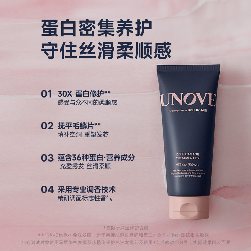 韩国委托代买UNOVE柔诺伊蛋白深层修护顺滑护发素柔顺发膜207ml