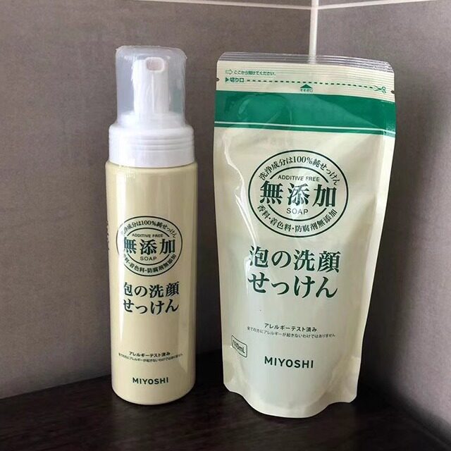 日本委托代买三芳MIYOSHI泡沫洁面敏感肌用温和微碱性皂液清洁脸