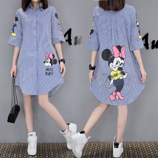 洋气孕妇夏装套装短袖衬衫裙大码200斤春装韩版中长款宽松连衣裙