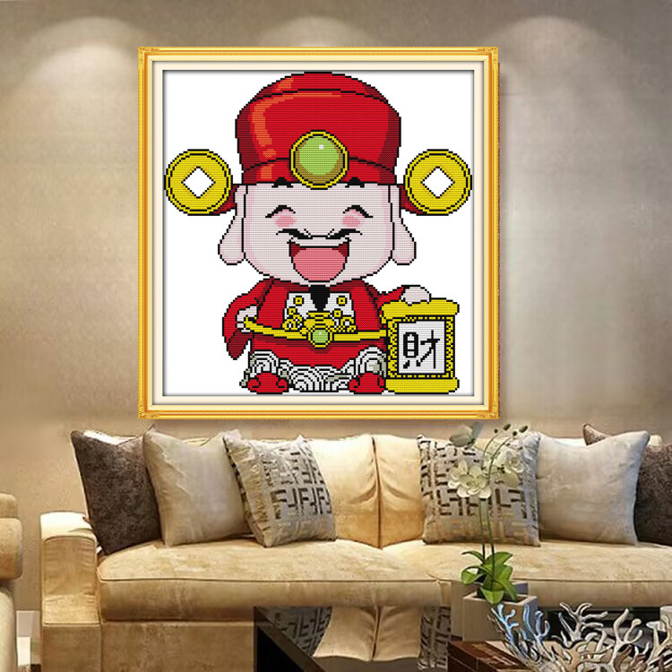 招财进宝财神到十字绣