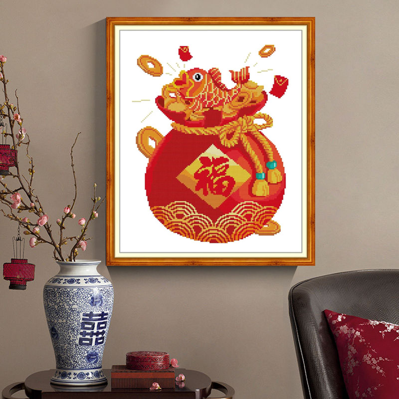 福袋中国风喜庆客厅十字绣