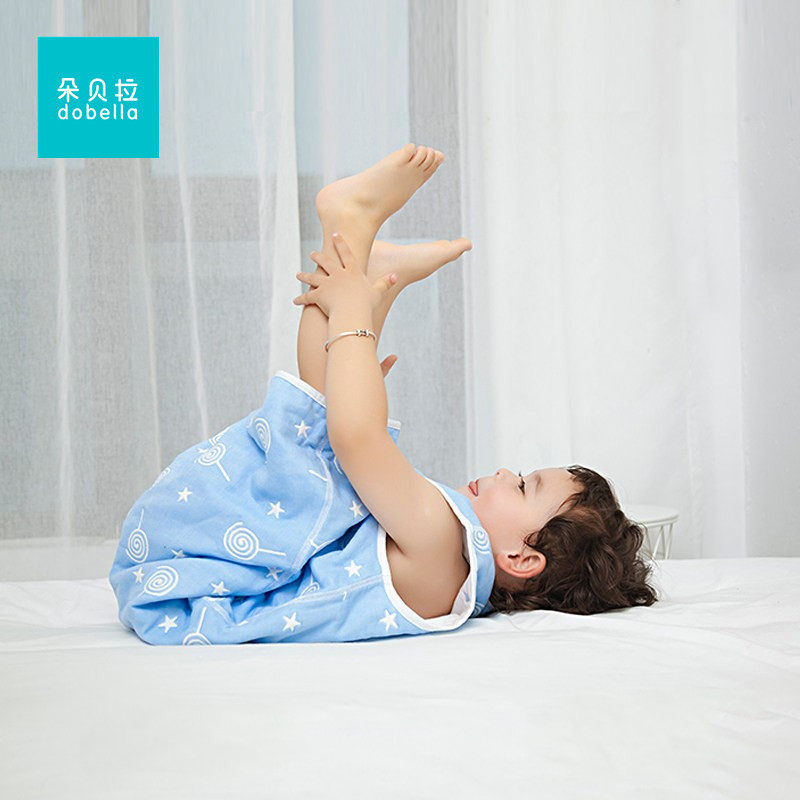 婴儿睡袋宝宝夏季天背心式纯棉纱布春秋薄款中大童幼儿小孩防踢被