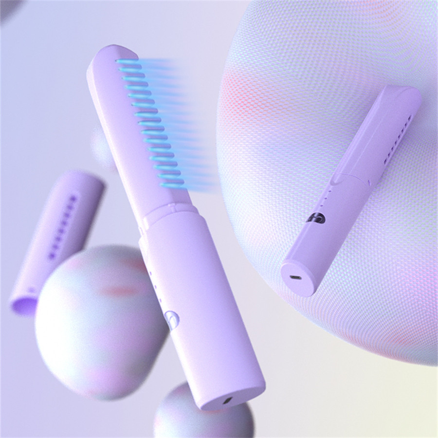 真5折清仓新款懒人直发梳 无线直发器小型USB充电便携旅行卷直