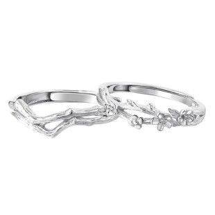 s999足银戒指海棠花开情侣戒指纯银男女可调节指戒七夕情人节礼物