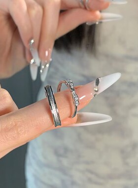 s999纯银诺言情侣对戒男女款轻奢可调节银戒指小众生日情人节礼物