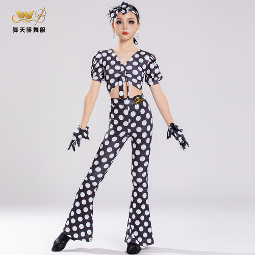 新款拉丁舞服复古港风少儿女童