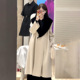 高级感轻奢大翻领慵懒感羊毛大衣女秋冬中长款 撞色毛呢外套