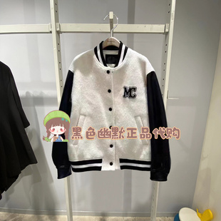 羊毛拼接PU皮革休闲百搭棒球服外套MBC4COT036 MO2023冬季 新品