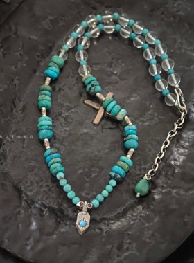 钸潼银匠925银绿松石水晶项链