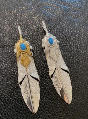 男女925纯银羽毛吊坠印第安风格