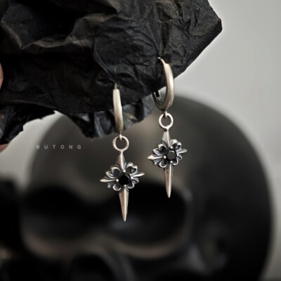 925纯银十字架耳环男女