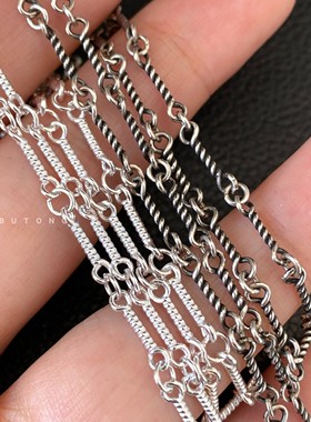925纯银竹节链男女麻花项链锁骨