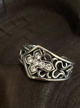 s925纯银开口可调节镂空个性指环