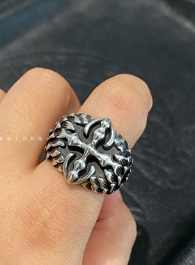 罪于罚戒指925纯银天使羽翼潮流