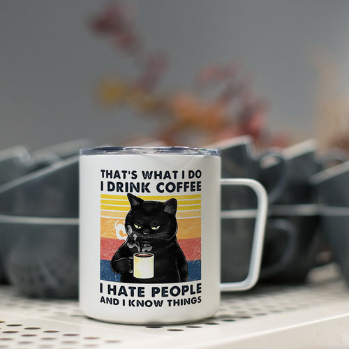 恶搞猫咪不锈钢马克杯咖啡杯水杯