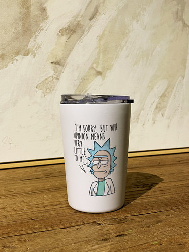 Rickandmorty瑞克和莫蒂你的意见关我屁事保温咖啡随手杯子男女生