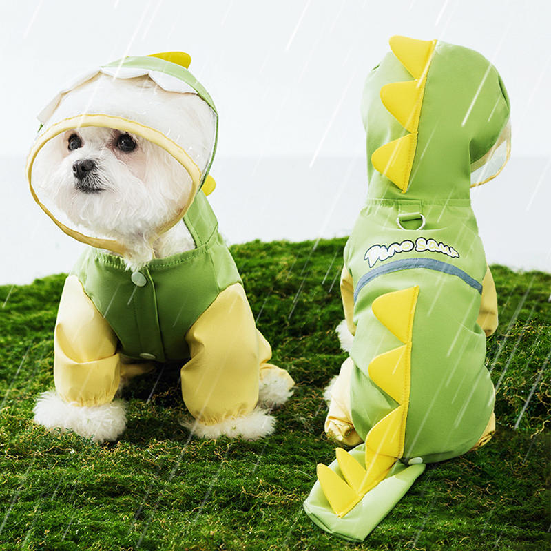宠物雨衣四脚防水立体恐龙包尾衣