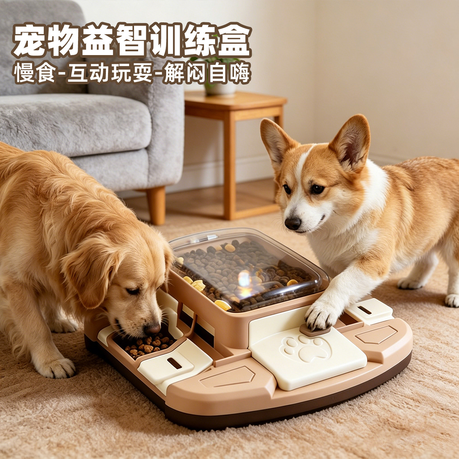 狗猫按压慢食漏食益智玩具喂食碗