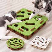 猫咪玩具迷宫盒不掉屑猫抓板自嗨解闷神器益智游戏盒响逗猫铃铛球
