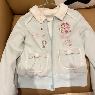 可爱日系软妹mezzopiano秋冬款小众童趣女儿服软萌加绒开衫外套