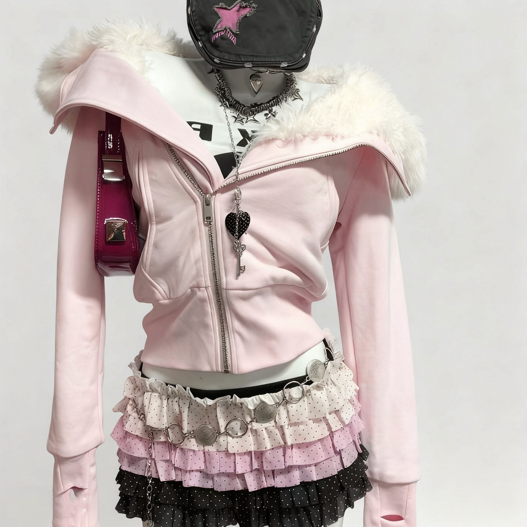 美式复古vintage古着粉绿两色