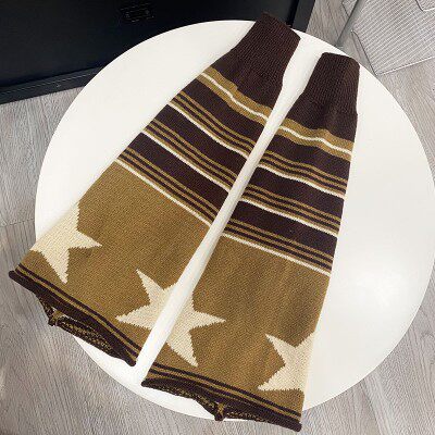 황무지 스타일 복고풍 줄무늬 다리 커버 Y2K 뜨거운 소녀 하위 문화 펑크 스타 울 락 니트 파일 양말