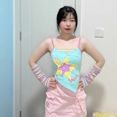 彩色少女多巴胺背心甜美吊带夏