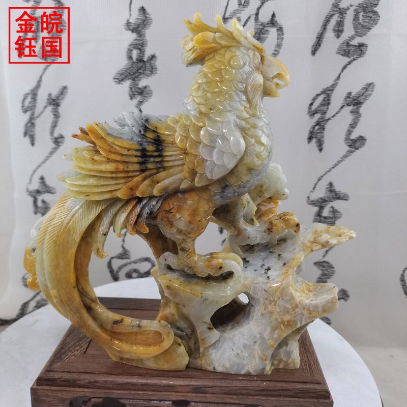 皖国金钰玉雕鹦鹉摆件招财吉祥