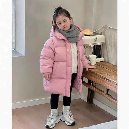 中长款90白鸭绒连帽面包羽绒服