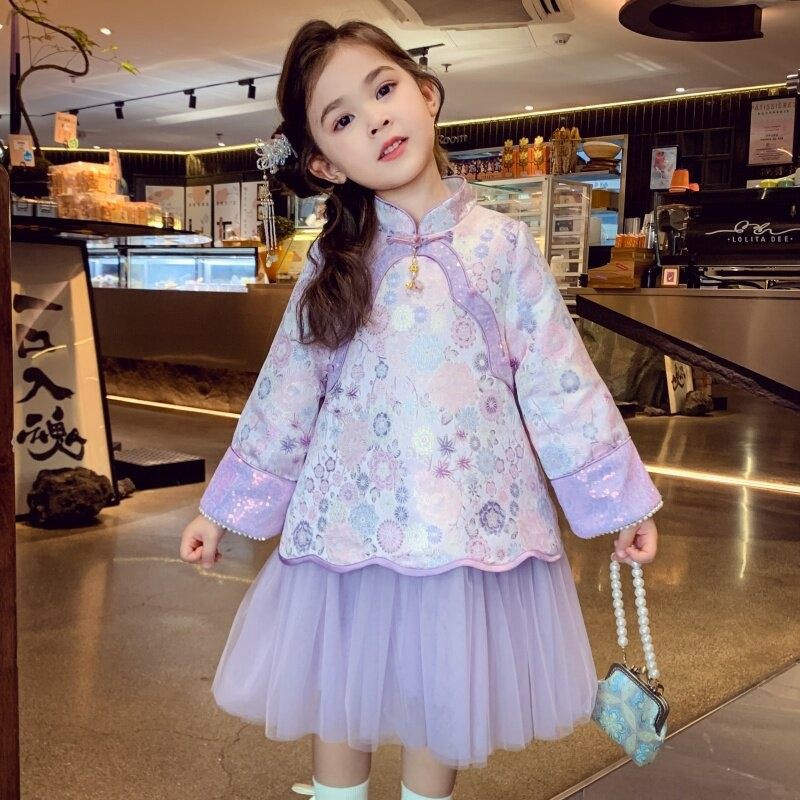 女童旗袍裙2025冬装新款洋气儿童新中式公主裙女孩国风网纱连衣裙,童装/婴儿装/亲子装,唐装,淘宝优惠券,粉丝福利购,淘宝优惠卷