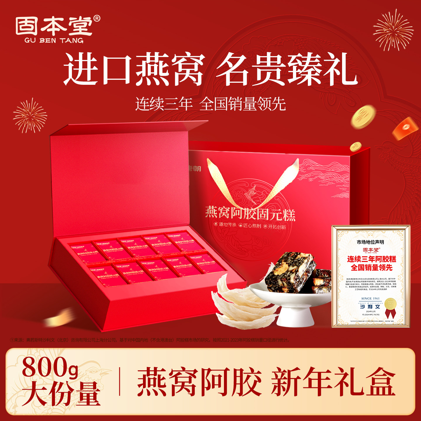 燕窝阿胶糕年货礼盒新年送礼长辈妈妈补品固元糕膏气血官方旗舰店