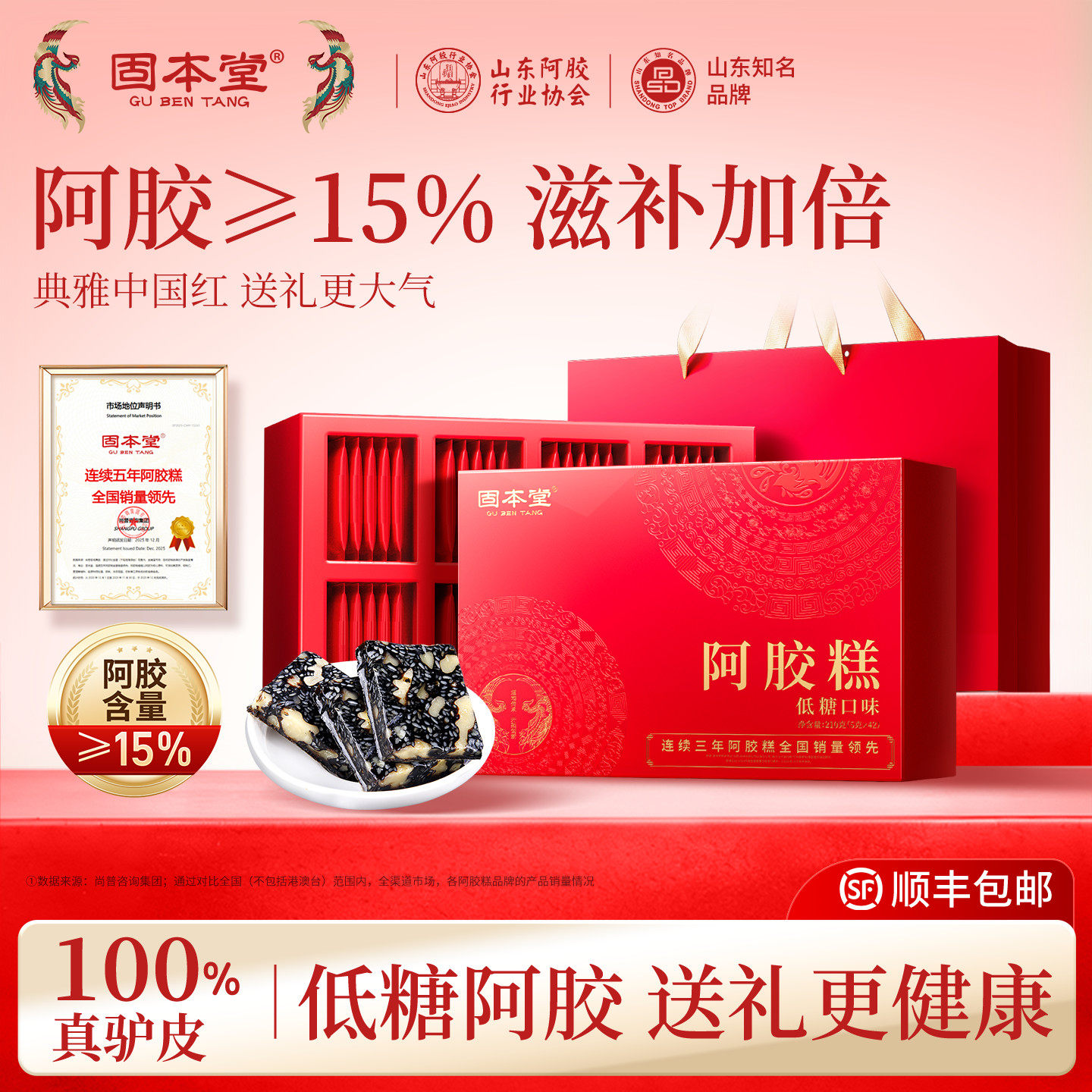 固本堂低糖阿胶糕礼盒实用送礼妈妈生日礼物高档长辈走亲戚丈母娘