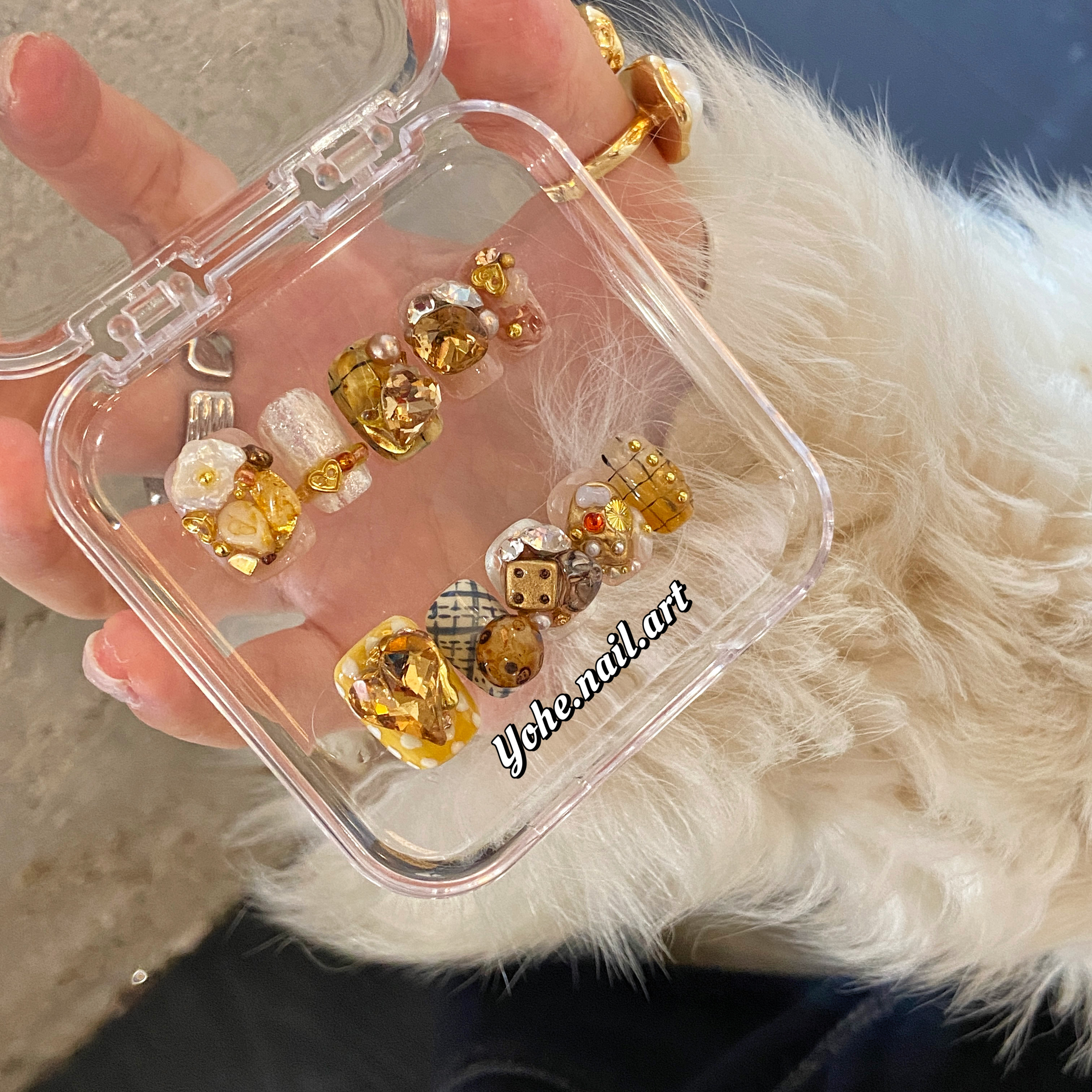 宥荷Studio 新年限定 金墩墩 穿戴甲美甲定制假指甲手工定制短甲,彩妆/香水/美妆工具,穿戴甲/甲片,淘宝优惠券,粉丝福利购,淘宝优惠卷