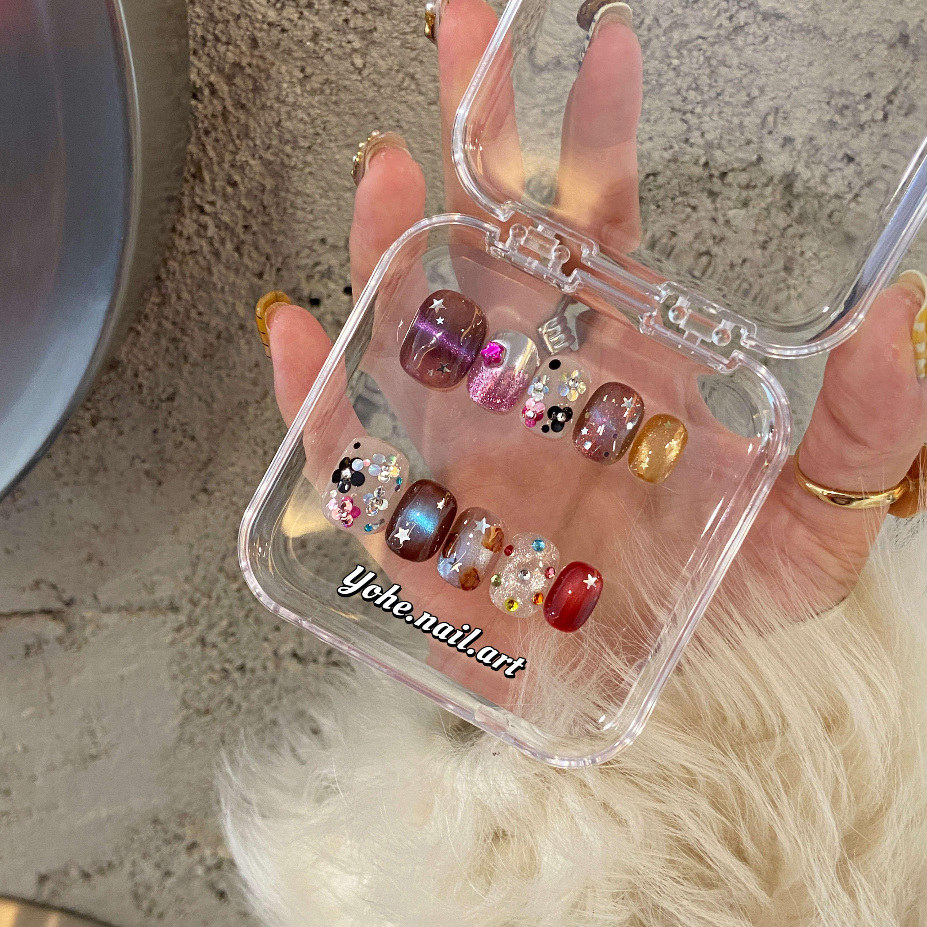 宥荷Studio 新年限定 暮色花途穿戴甲美甲定制假指甲手工定制短甲,彩妆/香水/美妆工具,穿戴甲/甲片,淘宝优惠券,粉丝福利购,淘宝优惠卷