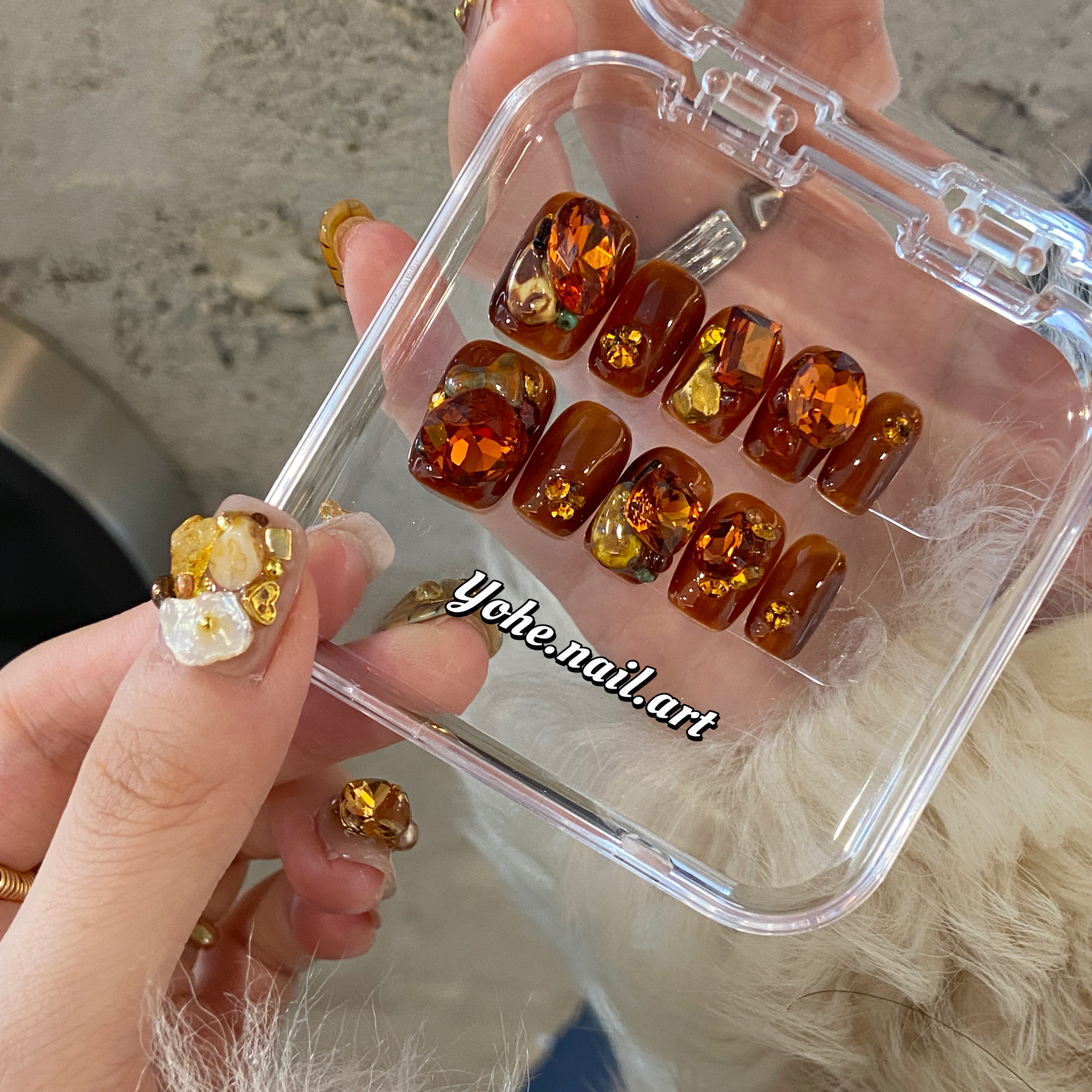 宥荷Studio 新年限定 糖太棕 穿戴甲美甲定制假指甲手工定制短甲,彩妆/香水/美妆工具,穿戴甲/甲片,淘宝优惠券,粉丝福利购,淘宝优惠卷