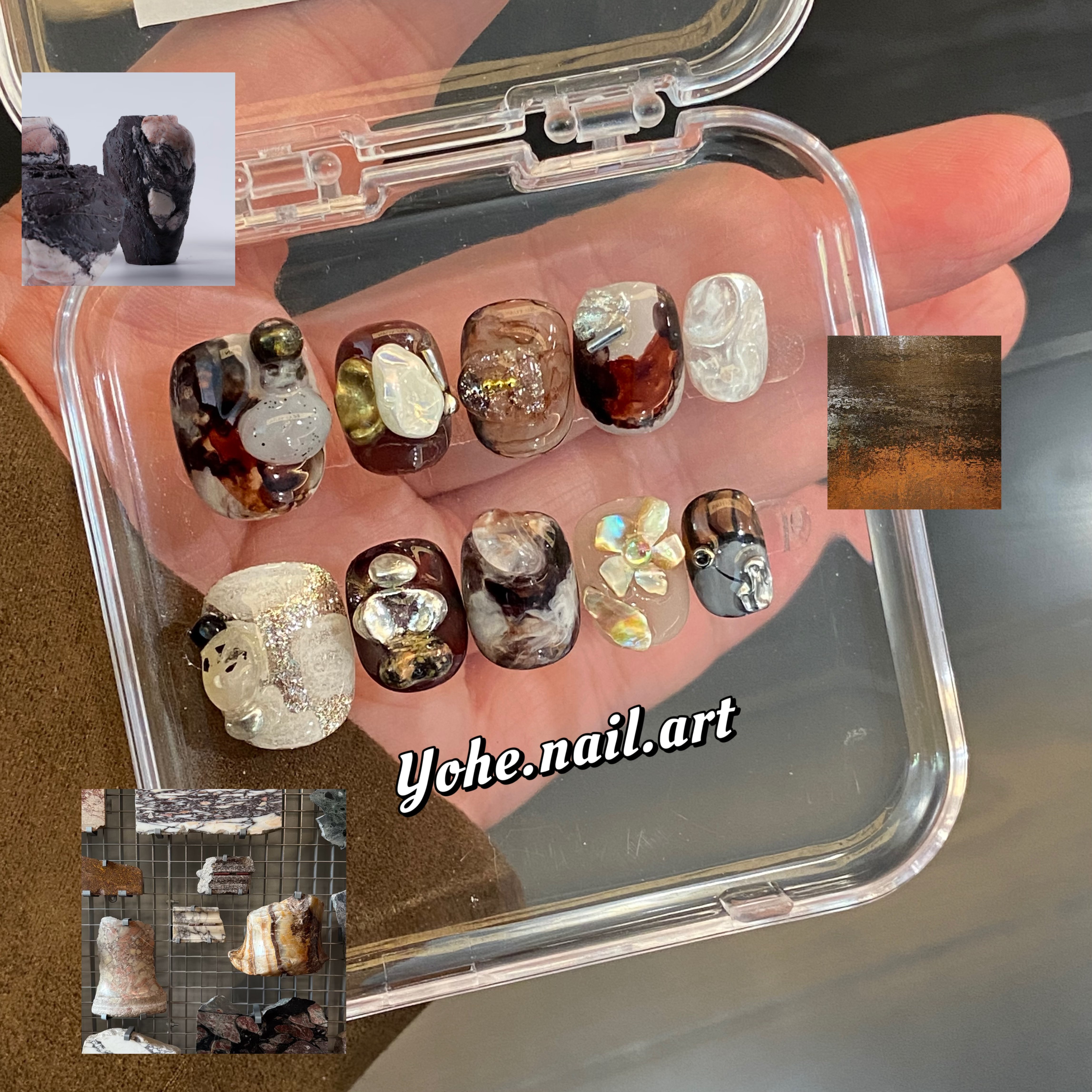 宥荷Studio 杳杳知秋 高级感穿戴甲美甲定制假指甲手工定制短甲,彩妆/香水/美妆工具,穿戴甲/甲片,淘宝优惠券,粉丝福利购,淘宝优惠卷