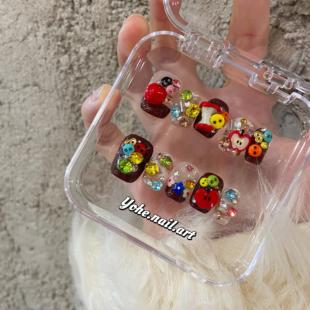 宥荷Studio 新年ins风穿戴甲美甲定制假指甲手工定制 苹果嘉儿