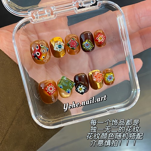 宥荷Studio 花卷 高级感穿戴甲美甲定制假指甲手工定制短甲